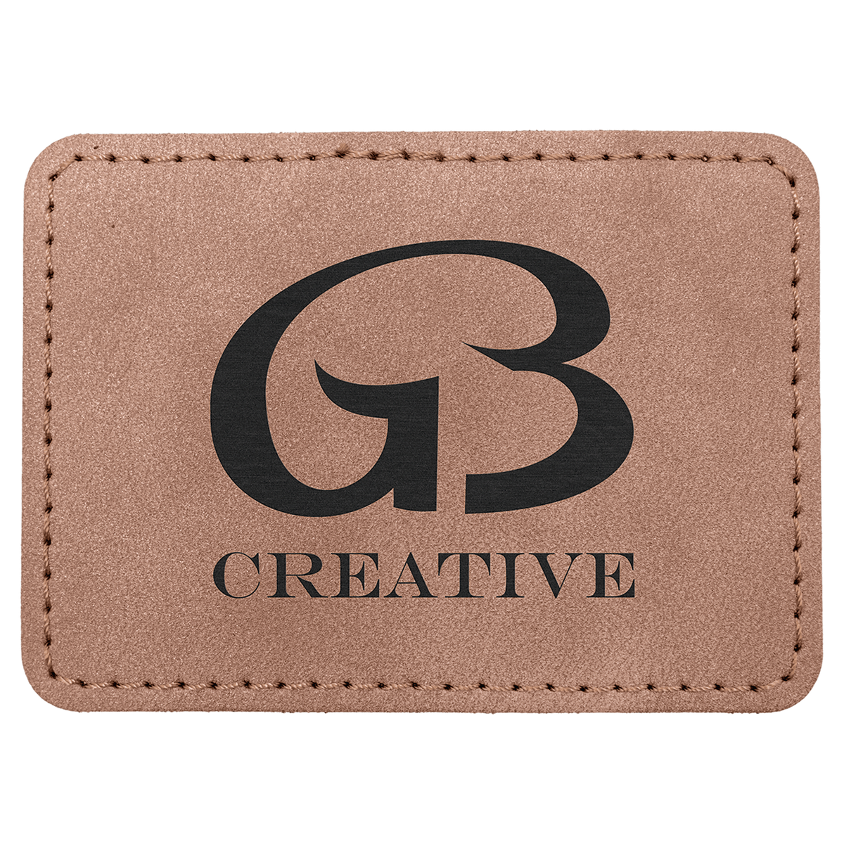 A Blush 3 1/2" x 2 1/2" Premier Laserable Leatherette Rectangle Patch Adhesive - Creekside Collection