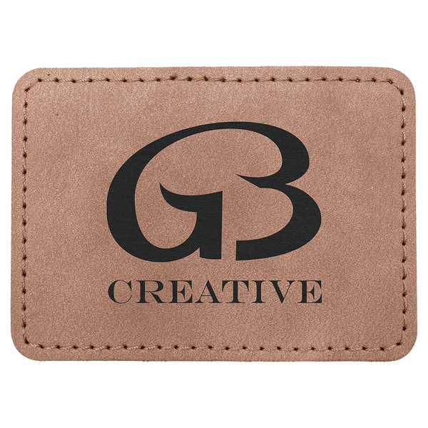 A Blush 3 1/2" x 2 1/2" Premier Laserable Leatherette Rectangle Patch Adhesive - Creekside Collection