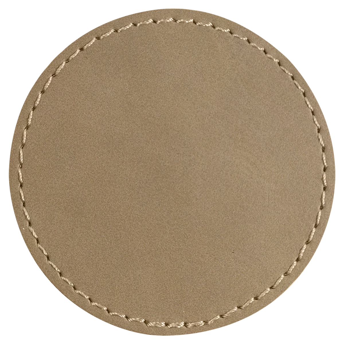Light Brown with Black Engraving 2.5x2.5 Circle Hat Patches - Laser Engraved Leatherette