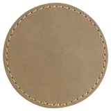 Light Brown with Black Engraving 2.5x2.5 Circle Hat Patches - Laser Engraved Leatherette