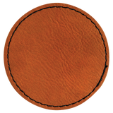 Rawhide with Black Engraving 2.5x2.5 Circle Hat Patches - Laser Engraved Leatherette
