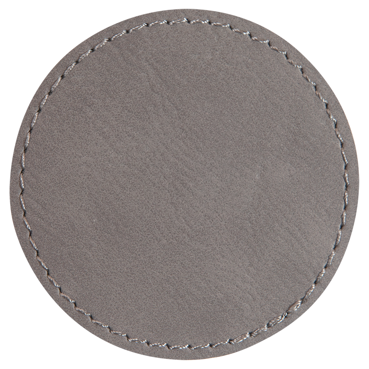 Gray with Black Engraving 2.5x2.5 Circle Hat Patches - Laser Engraved Leatherette