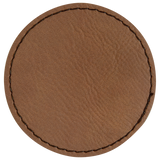 Dark Brown with Black Engraving 2.5x2.5 Circle Hat Patches - Laser Engraved Leatherette