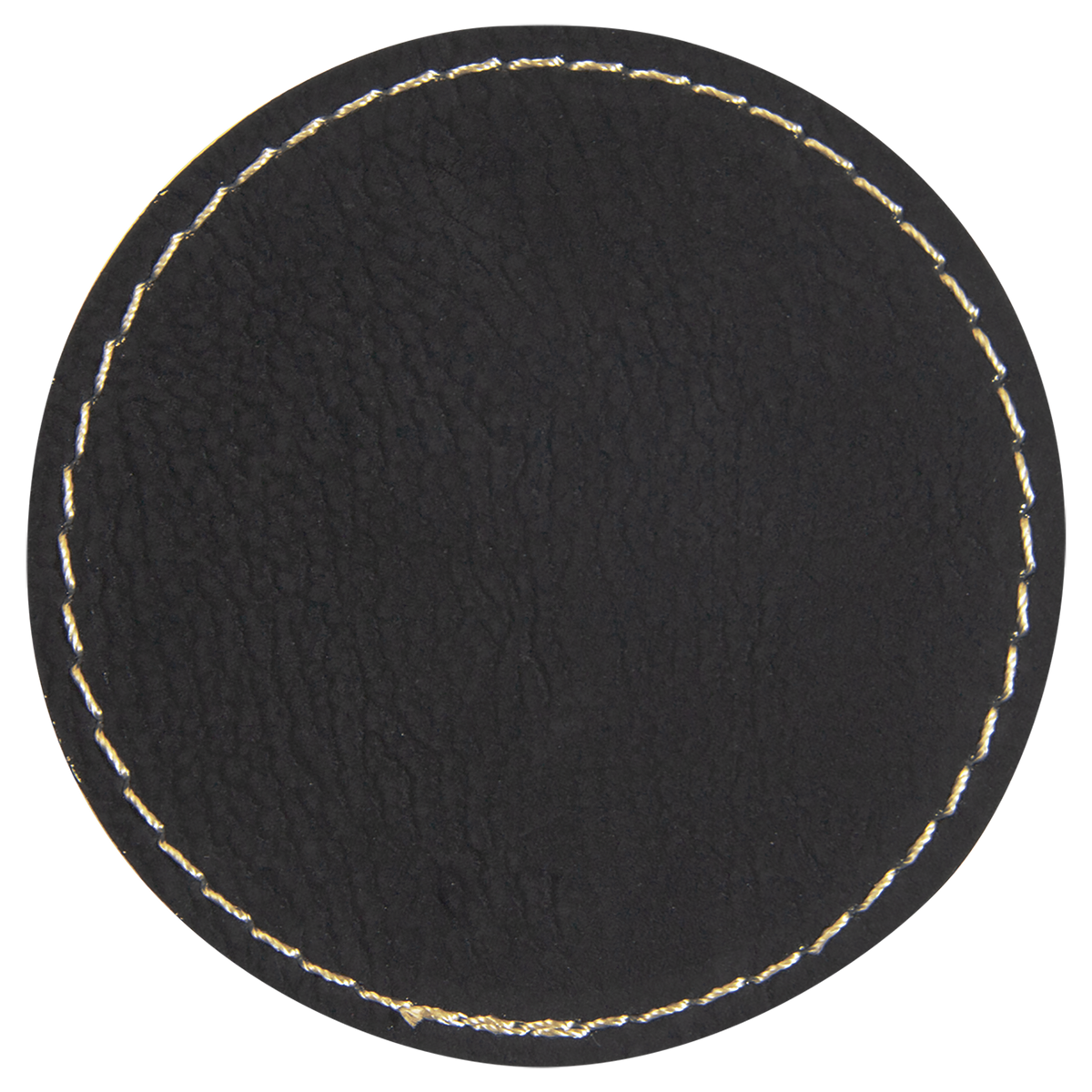 Black with Gold Engraving 2.5x2.5 Circle Hat Patches - Laser Engraved Leatherette