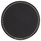 Black with Gold Engraving 2.5x2.5 Circle Hat Patches - Laser Engraved Leatherette