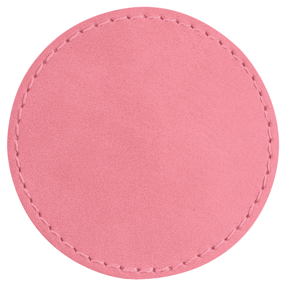 Pink with Black Engraving 2.5x2.5 Circle Hat Patches - Laser Engraved Leatherette