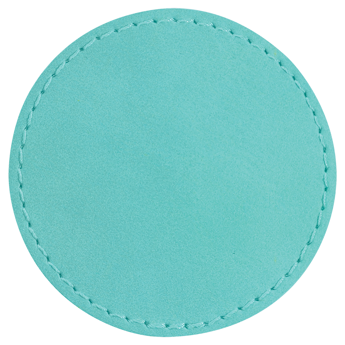 Teal with Black Engraving 2.5x2.5 Circle Hat Patches - Laser Engraved Leatherette