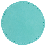 Teal with Black Engraving 2.5x2.5 Circle Hat Patches - Laser Engraved Leatherette