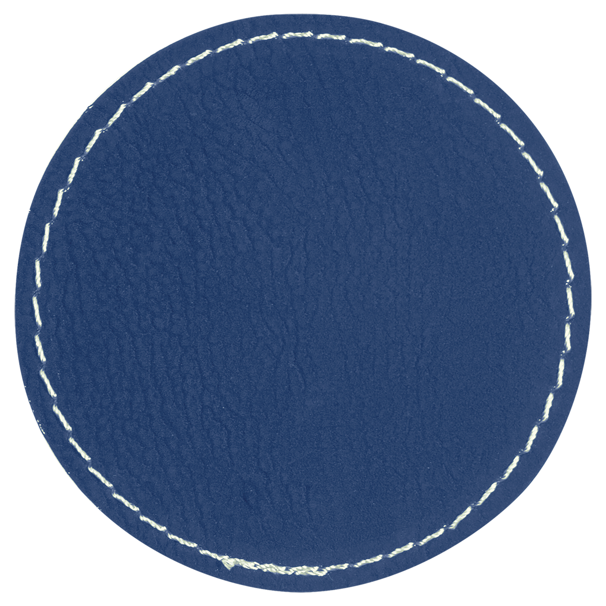 Blue with Silver Engraving 2.5x2.5 Circle Hat Patches - Laser Engraved Leatherette