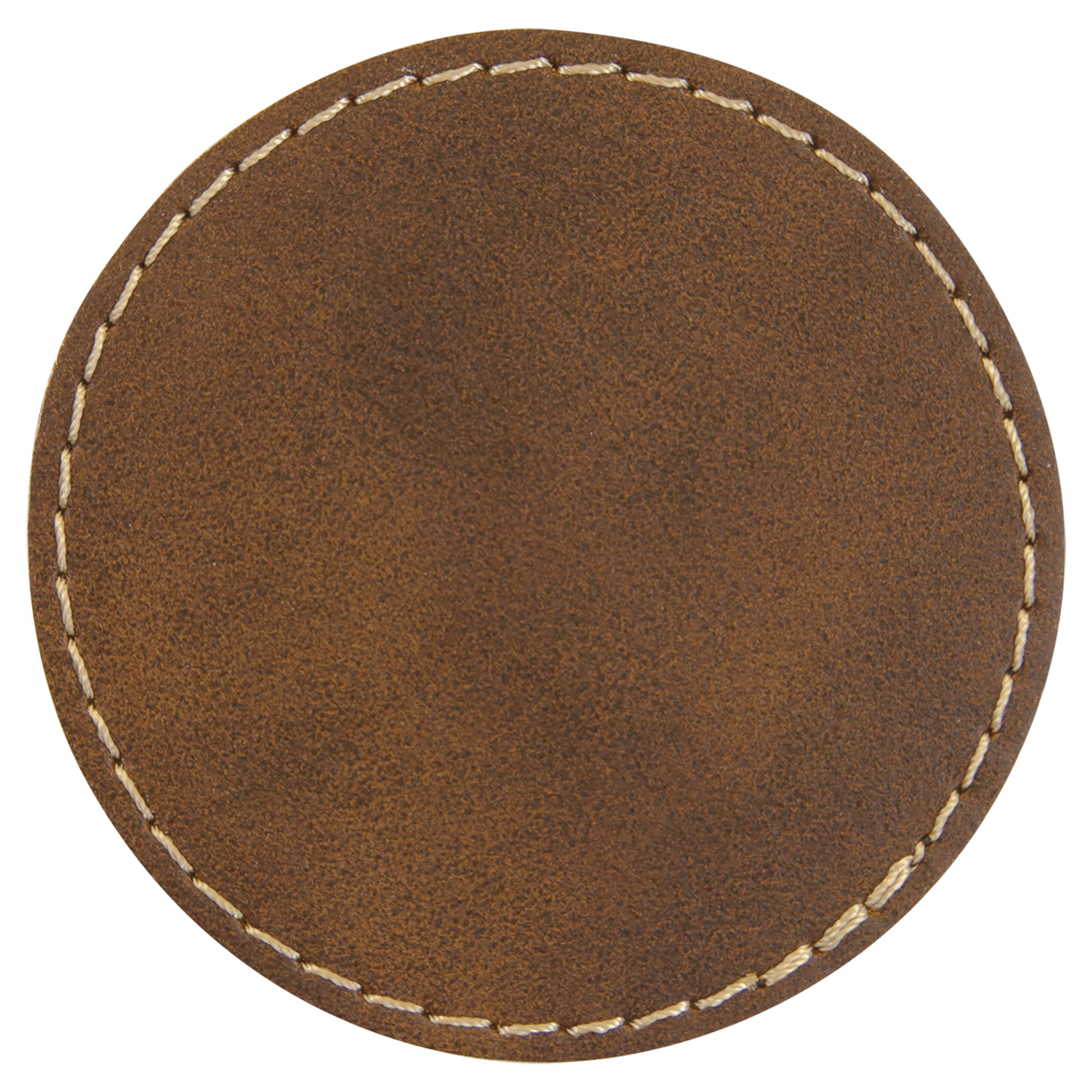 Rustic with Gold Engraving 2.5x2.5 Circle Hat Patches - Laser Engraved Leatherette