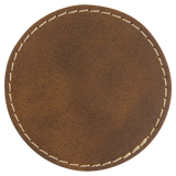 Rustic with Gold Engraving 2.5x2.5 Circle Hat Patches - Laser Engraved Leatherette