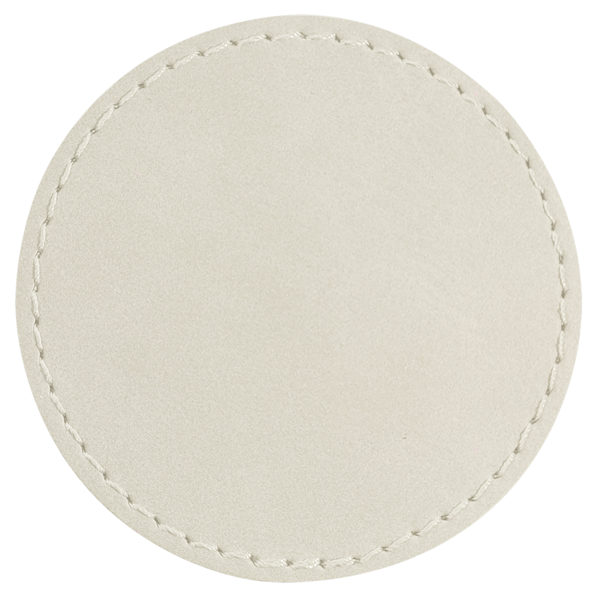 White with Black Engraving 2.5x2.5 Circle Hat Patches - Laser Engraved Leatherette