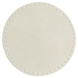 White with Black Engraving 2.5x2.5 Circle Hat Patches - Laser Engraved Leatherette