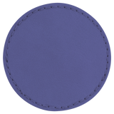 Purple with Black Engraving 2.5x2.5 Circle Hat Patches - Laser Engraved Leatherette