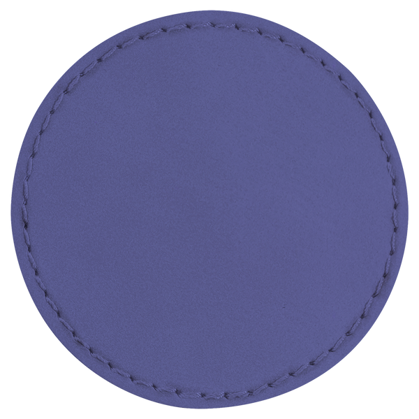 Purple with Black Engraving 2.5x2.5 Circle Hat Patches - Laser Engraved Leatherette