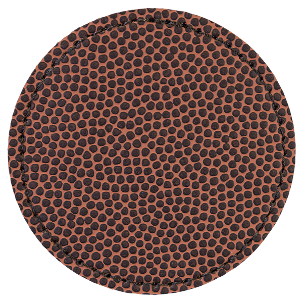 Football with Black Engraving 2.5x2.5 Circle Hat Patches - Laser Engraved Leatherette