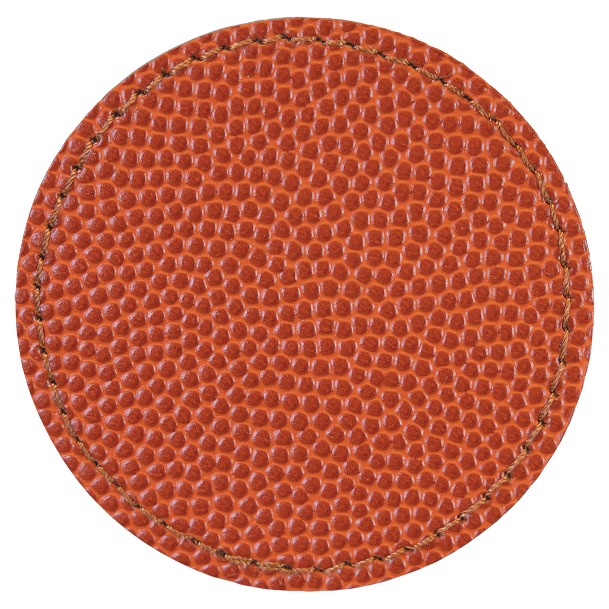 Basketball with Black Engraving 2.5x2.5 Circle Hat Patches - Laser Engraved Leatherette