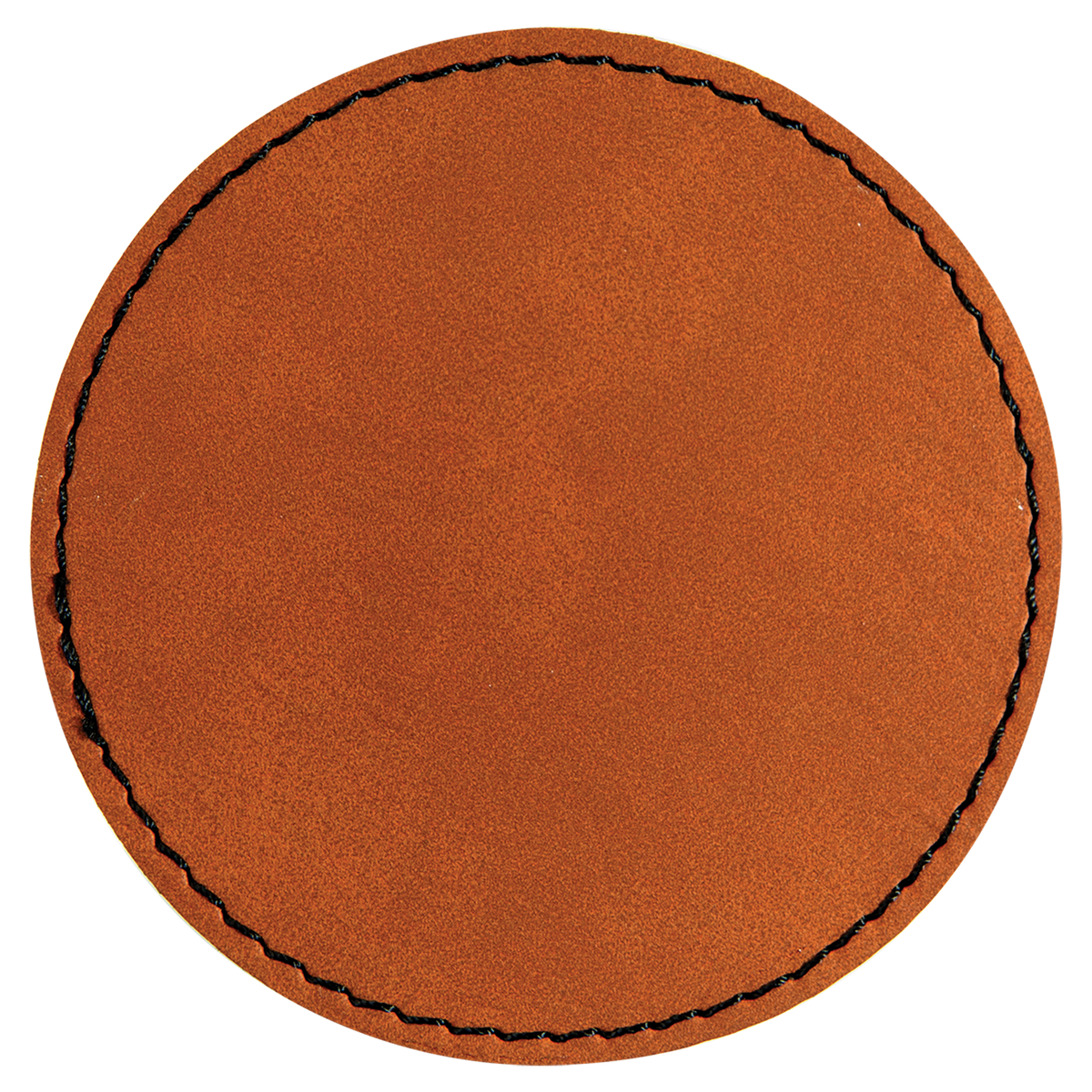 Rawhide with Black Engraving 3x3 Circle Hat Patches - Laser Engraved Leatherette