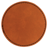 Rawhide with Black Engraving 3x3 Circle Hat Patches - Laser Engraved Leatherette