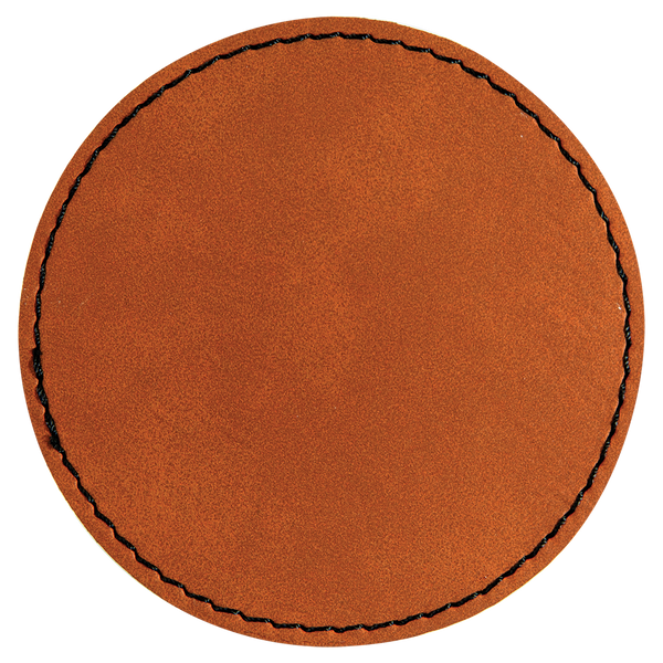 Rawhide with Black Engraving 3x3 Circle Hat Patches - Laser Engraved Leatherette