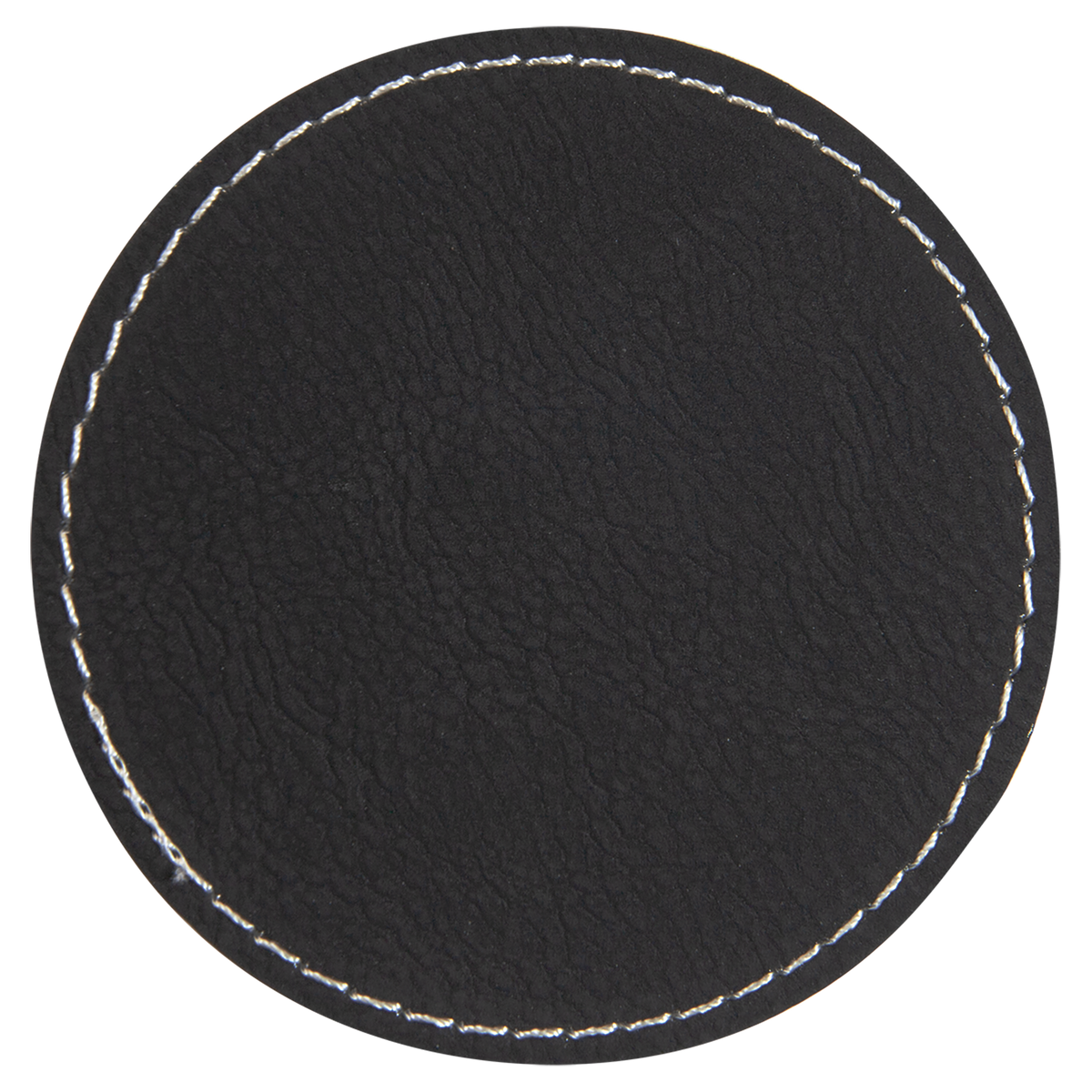 Black with Silver Engraving 3x3 Circle Hat Patches - Laser Engraved Leatherette