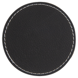 Black with Silver Engraving 3x3 Circle Hat Patches - Laser Engraved Leatherette