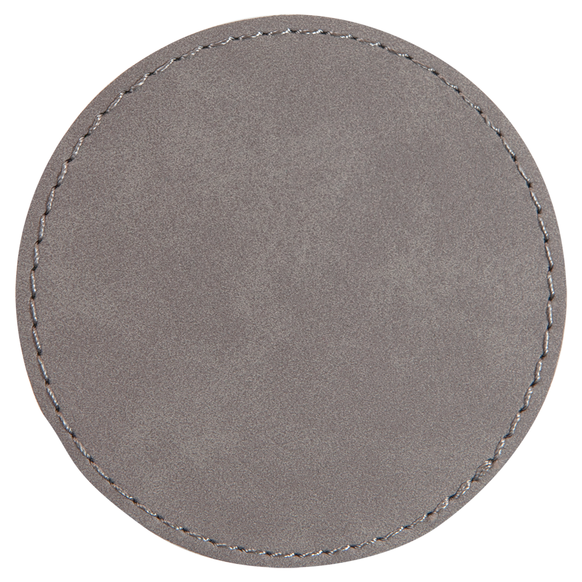 Gray with Black Engraving 3x3 Circle Hat Patches - Laser Engraved Leatherette