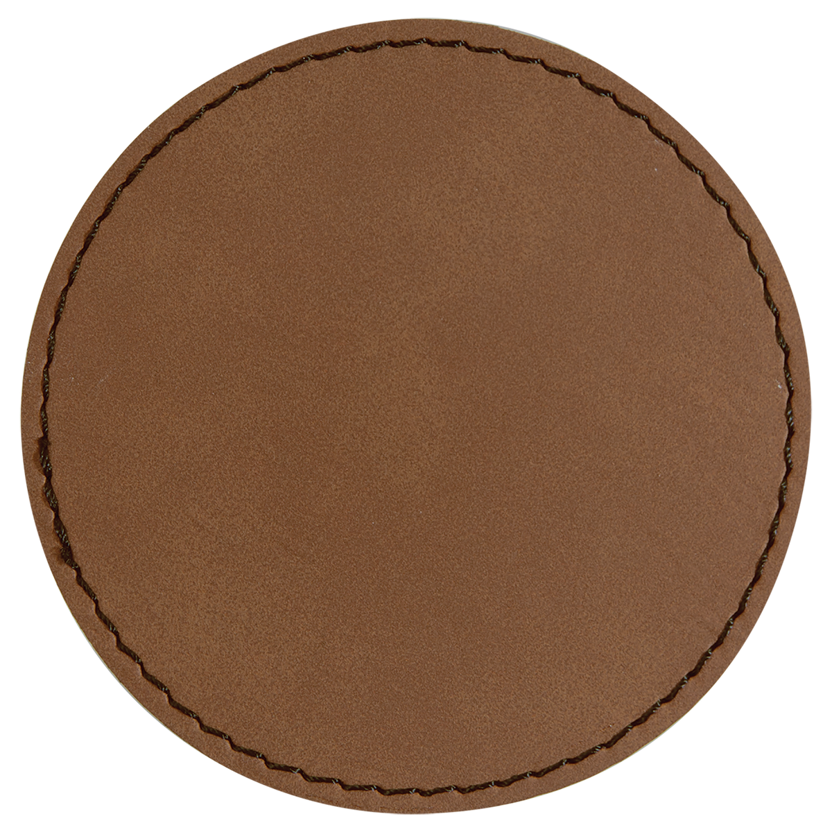 Dark Brown with Black Engraving 3x3 Circle Hat Patches - Laser Engraved Leatherette