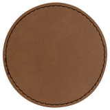 Dark Brown with Black Engraving 3x3 Circle Hat Patches - Laser Engraved Leatherette