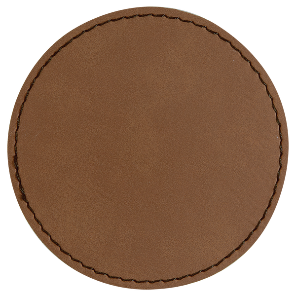 Dark Brown with Black Engraving 3x3 Circle Hat Patches - Laser Engraved Leatherette