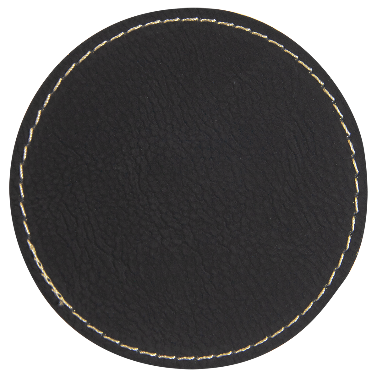 Black with Gold Engraving 3x3 Circle Hat Patches - Laser Engraved Leatherette