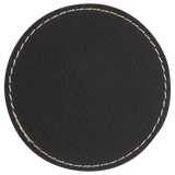 Black with Gold Engraving 3x3 Circle Hat Patches - Laser Engraved Leatherette