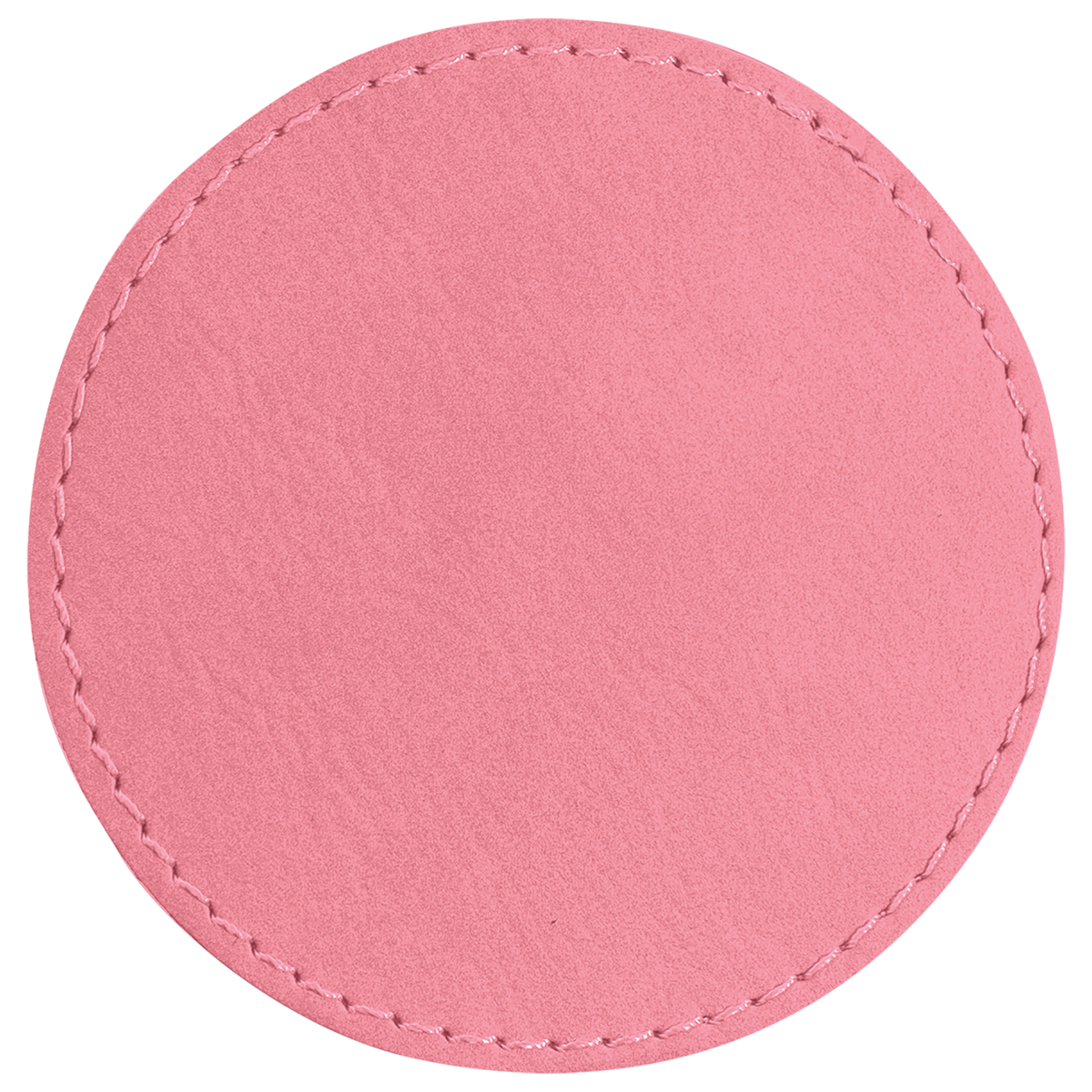 Pink with Black Engraving 3x3 Circle Hat Patches - Laser Engraved Leatherette
