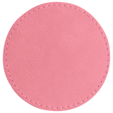 Pink with Black Engraving 3x3 Circle Hat Patches - Laser Engraved Leatherette