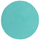 Teal with Black Engraving 3x3 Circle Hat Patches - Laser Engraved Leatherette