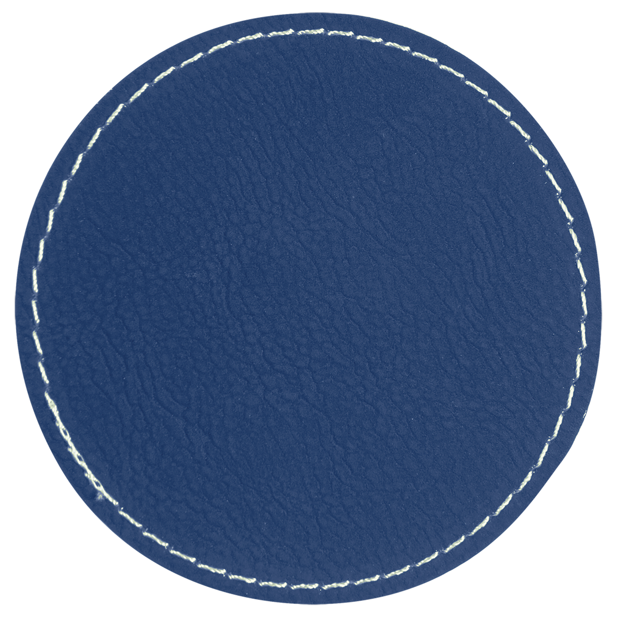 Blue with Silver Engraving 3x3 Circle Hat Patches - Laser Engraved Leatherette
