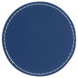 Blue with Silver Engraving 3x3 Circle Hat Patches - Laser Engraved Leatherette