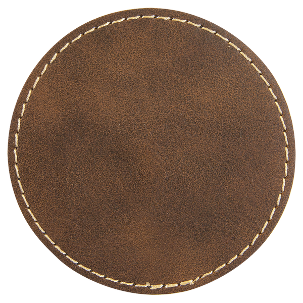 Rustic with Gold Engraving 3x3 Circle Hat Patches - Laser Engraved Leatherette
