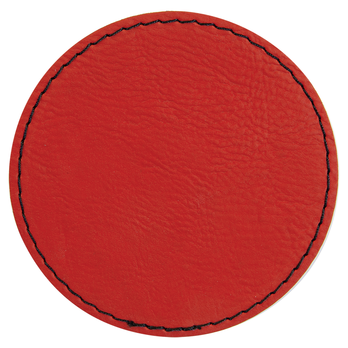 Red with Black Engraving 3x3 Circle Hat Patches - Laser Engraved Leatherette