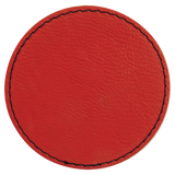 Red with Black Engraving 3x3 Circle Hat Patches - Laser Engraved Leatherette