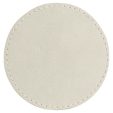 White with Black Engraving 3x3 Circle Hat Patches - Laser Engraved Leatherette