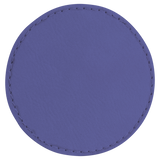 Purple with Black Engraving 3x3 Circle Hat Patches - Laser Engraved Leatherette