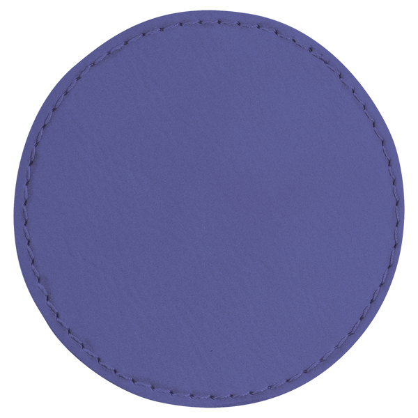 Purple with Black Engraving 3x3 Circle Hat Patches - Laser Engraved Leatherette