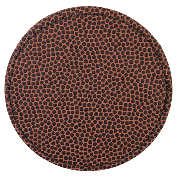 Football with Black Engraving 3x3 Circle Hat Patches - Laser Engraved Leatherette
