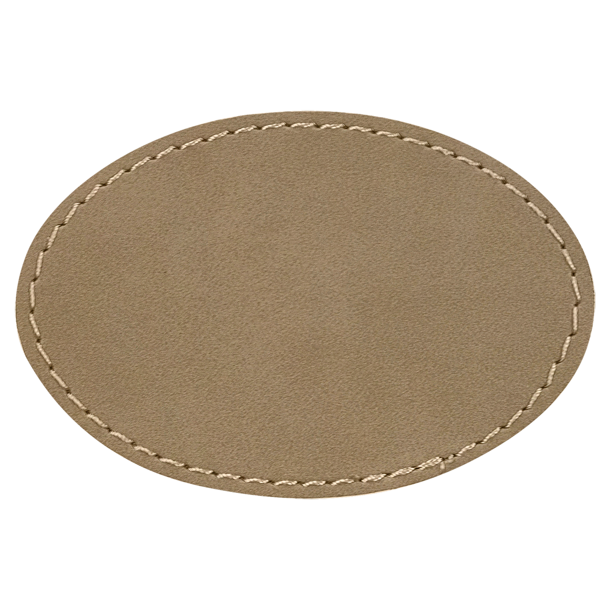 Light Brown with Black Engraving 3x2 Oval Hat Patches with - Laser Engraved Leatherette