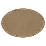 Light Brown with Black Engraving 3x2 Oval Hat Patches with - Laser Engraved Leatherette