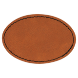 Rawhide with Black Engraving 3x2 Oval Hat Patches with - Laser Engraved Leatherette