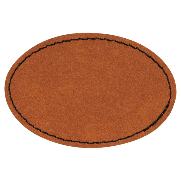 Rawhide with Black Engraving 3x2 Oval Hat Patches with - Laser Engraved Leatherette