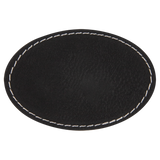 Black with Silver Engraving 3x2 Oval Hat Patches with - Laser Engraved Leatherette