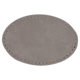 Gray with Black Engraving 3x2 Oval Hat Patches with - Laser Engraved Leatherette